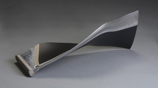 Composite fan blade with a tapered design.