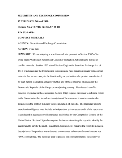 SEC Rule - Conflict Minerals Thumbnail Image