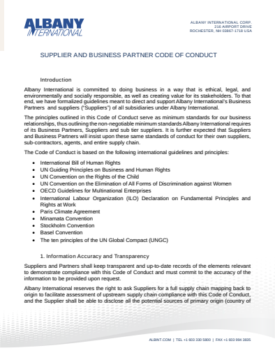 Supplier and Business Partner Code of Conduct Thumbnail Image