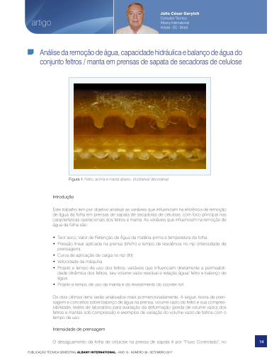 Análise Da Remoção De Água, Capacidade Hidráulica E Balanço De Água Do Conjunto Feltros E Manta Thumbnail Image