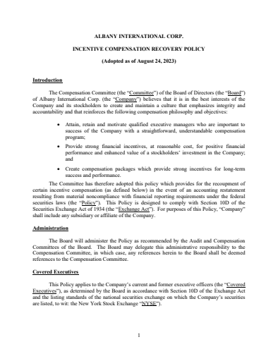 Incentive Compensation Recovery Policy Thumbnail Image