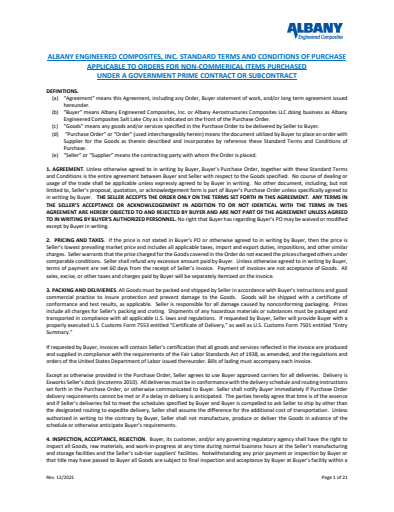 Terms And Conditions For Non Commercial Items Purchased Under Prime Government Contract Thumbnail Image