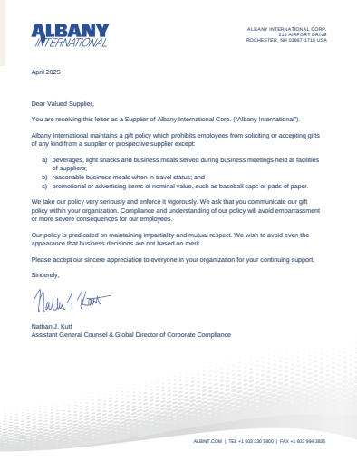 Policy on Business Gifts Thumbnail Image