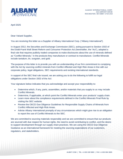 Conflict Minerals Supplier Letter Thumbnail Image